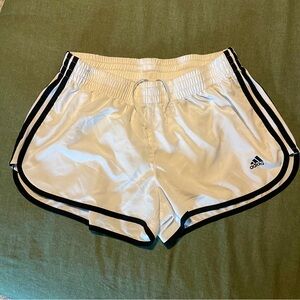 Adidas Women's White and Black Athletic Shorts